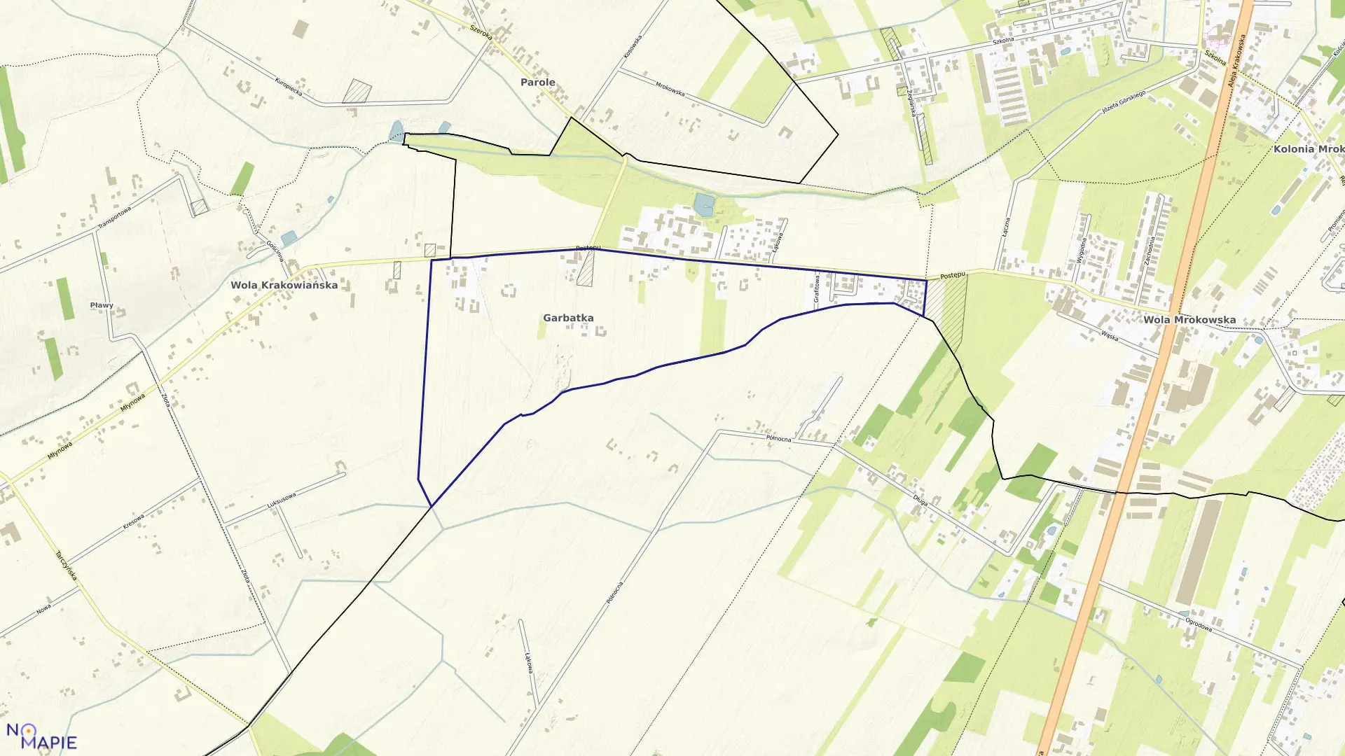 Mapa obrębu GARBATKA w gminie Lesznowola