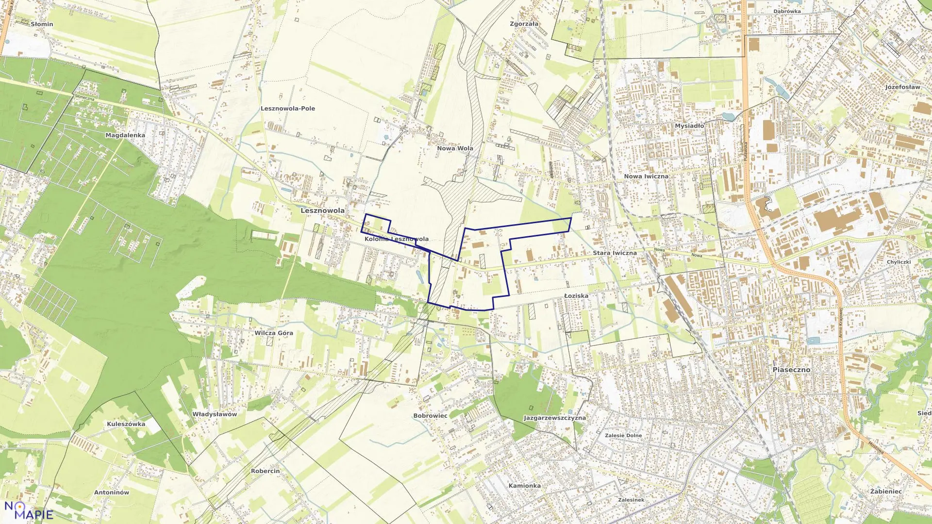 Mapa obrębu KOLONIA LESZNOWOLA w gminie Lesznowola