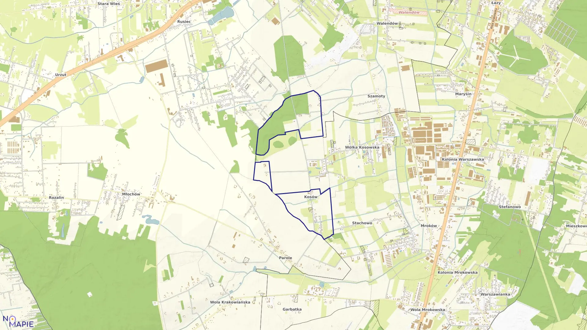 Mapa obrębu KOSÓW w gminie Lesznowola