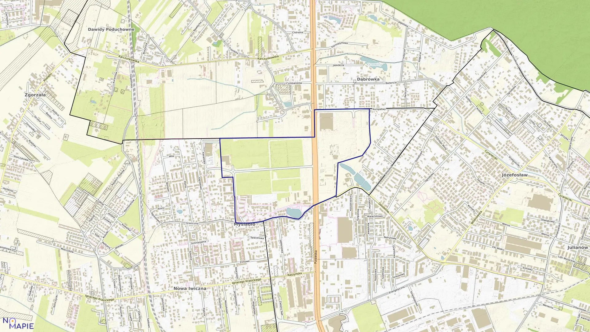 Mapa obrębu KPGO MYSIADŁO w gminie Lesznowola