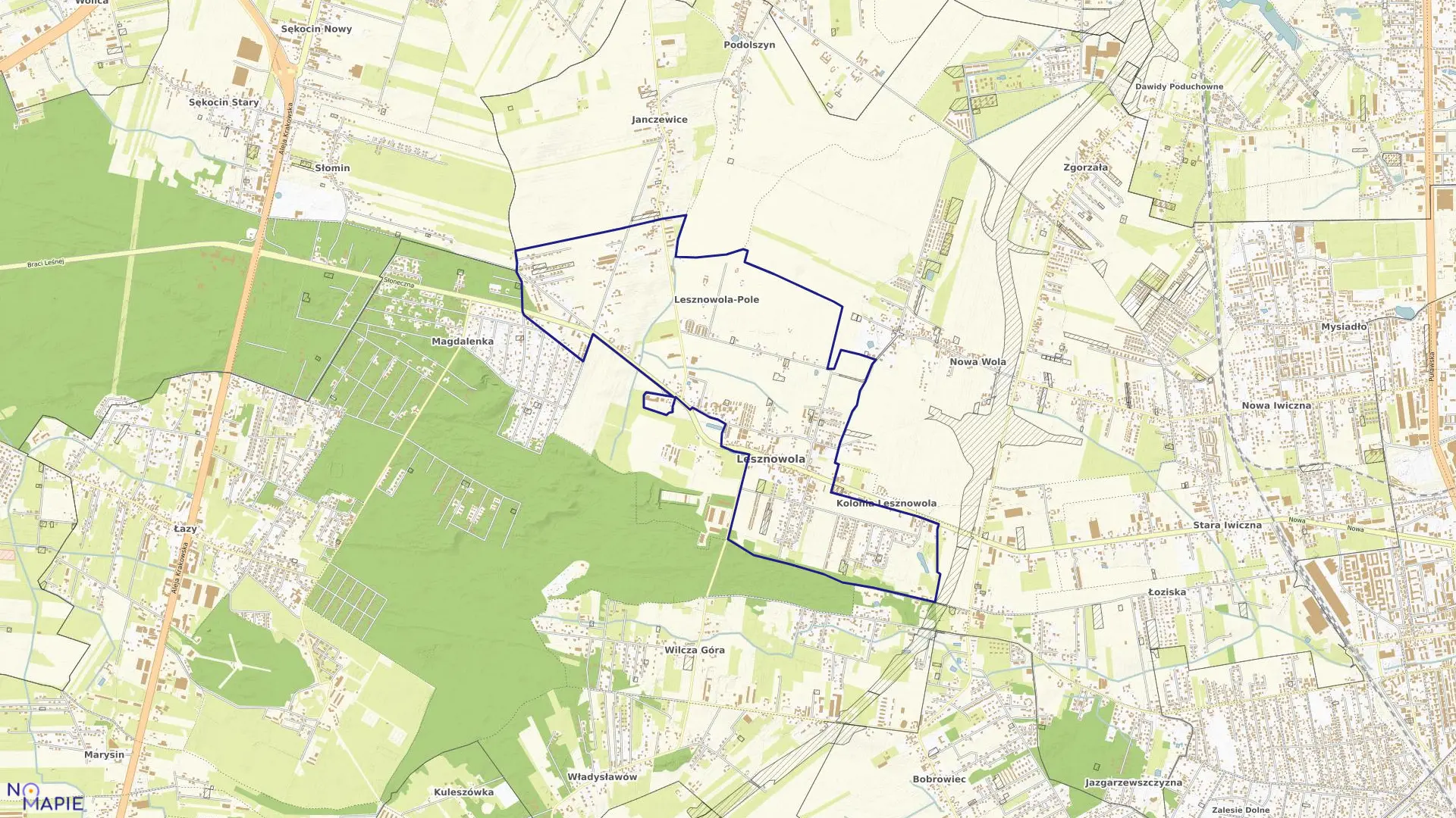 Mapa obrębu LESZNOWOLA w gminie Lesznowola