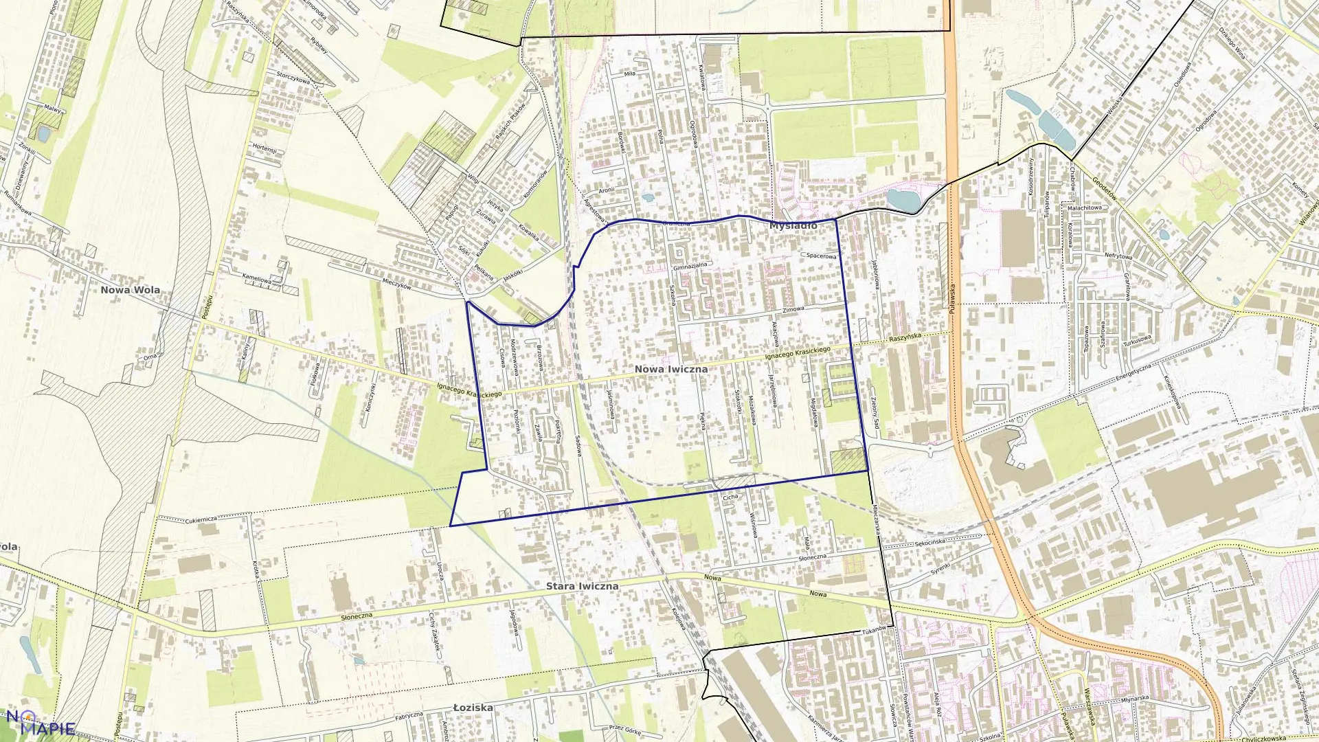 Mapa obrębu NOWA IWICZNA w gminie Lesznowola