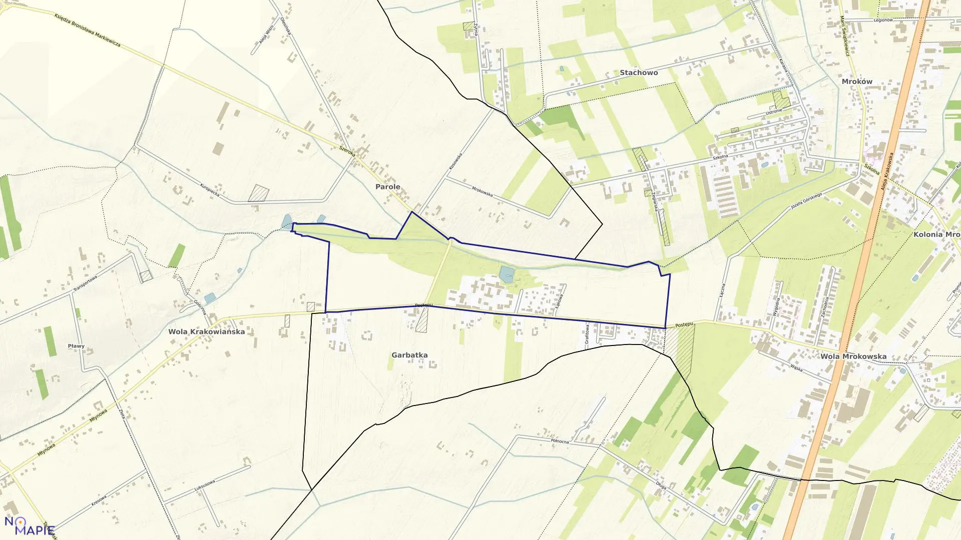 Mapa obrębu PAN JASTRZĘBIEC w gminie Lesznowola
