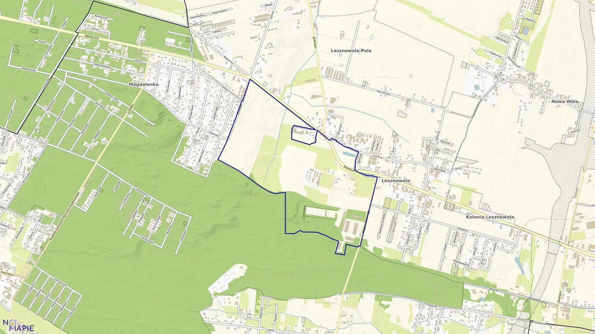 Mapa obrębu PGR LESZNOWOLA w gminie Lesznowola