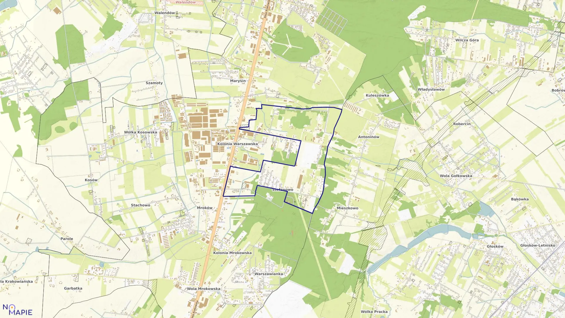 Mapa obrębu STEFANOWO w gminie Lesznowola