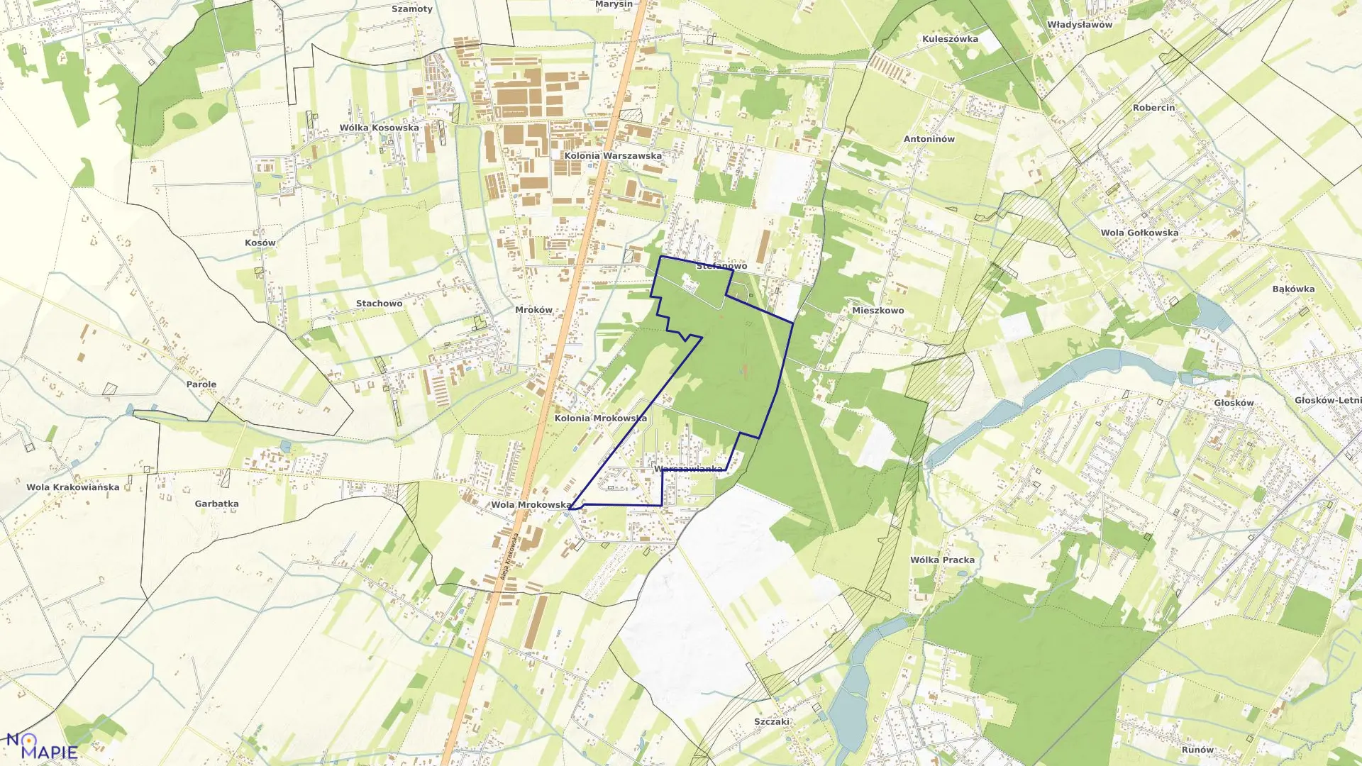 Mapa obrębu WARSZAWIANKA w gminie Lesznowola