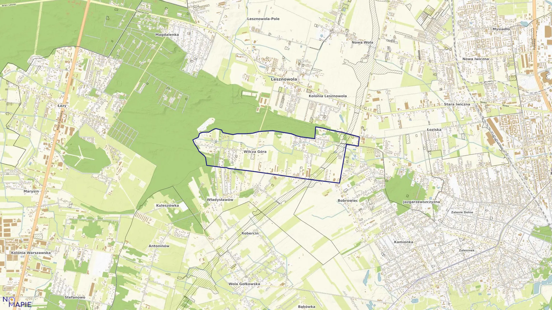 Mapa obrębu WILCZA GÓRA w gminie Lesznowola