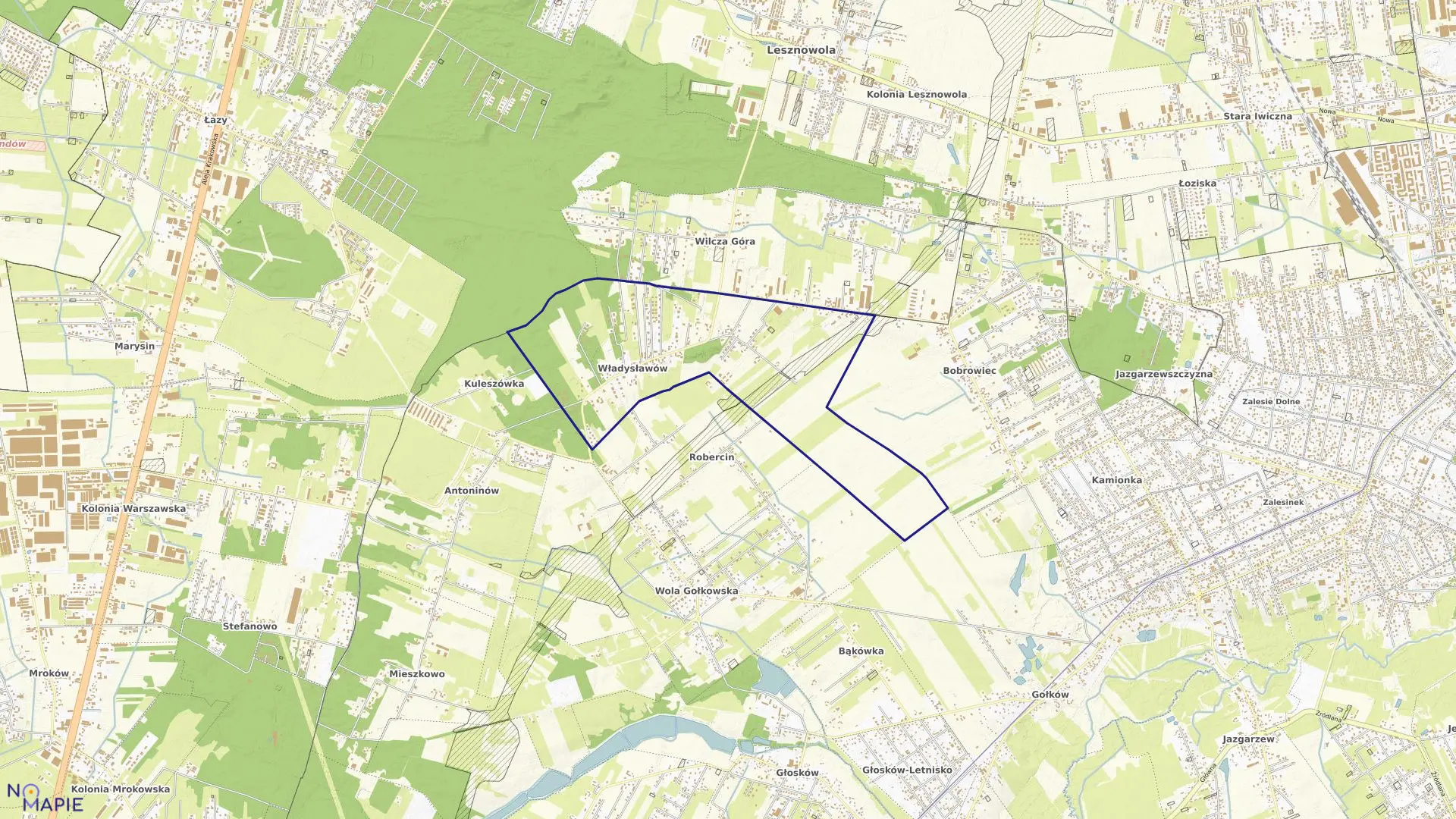 Mapa obrębu WŁADYSŁAWÓW w gminie Lesznowola