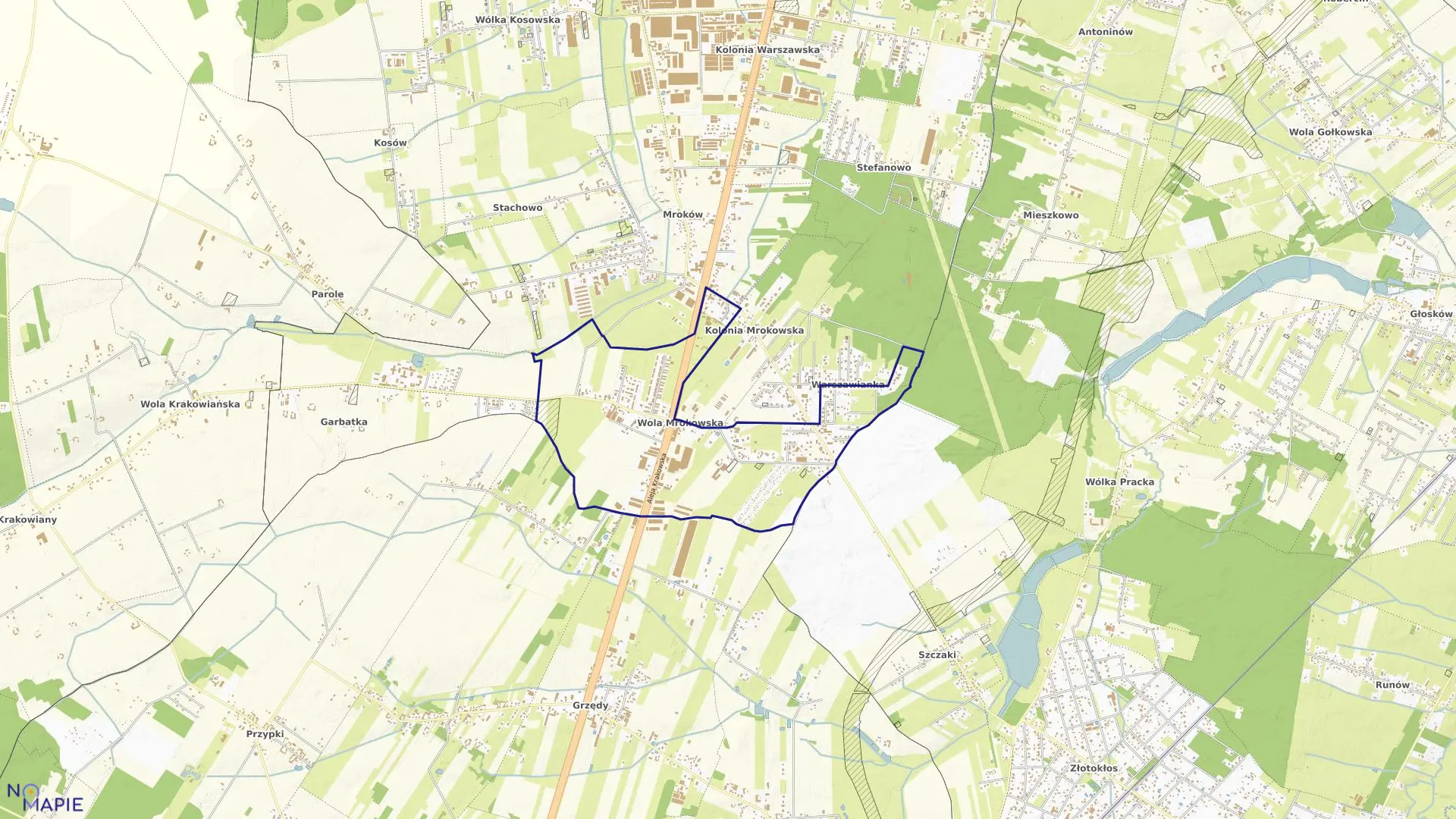 Mapa obrębu WOLA MROKOWSKA w gminie Lesznowola